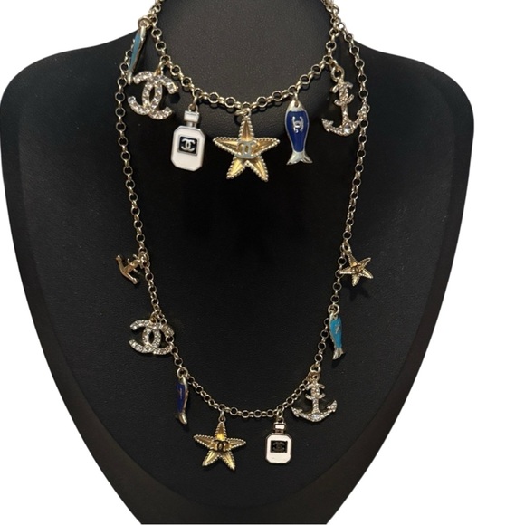 Chanel Gold Charm Necklace and Bracelet Set with Nautical Accents - Picture 1 of 14